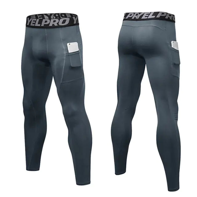 Men’s Compression Pants with Pocket – Quick-Dry Running Tights & Gym Workout Leggings (S–XXL)