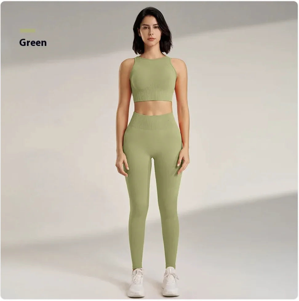 Women’s Yoga Workout Outfit Set – Breathable Fitness Top & Pants