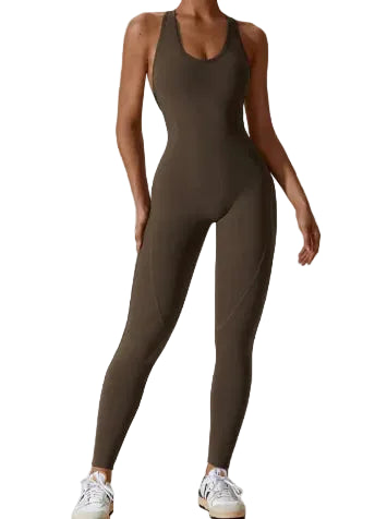 Women’s Push-Up Yoga Jumpsuit – Seamless Nude-Feel One Piece Gym Bodysuit, 78% Nylon (S–XL)