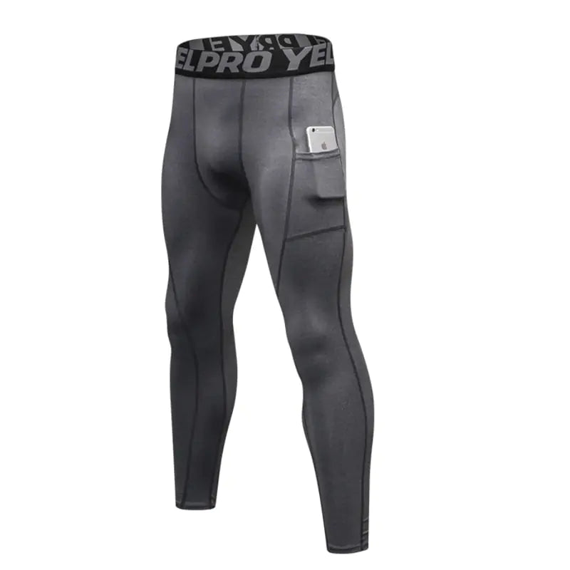 Men’s Compression Pants with Pocket – Quick-Dry Running Tights & Gym Workout Leggings (S–XXL)