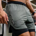 Men’s Double Layer Stretch Workout Shorts – Fitness Exercise Shorts with Built-In Compression Liner