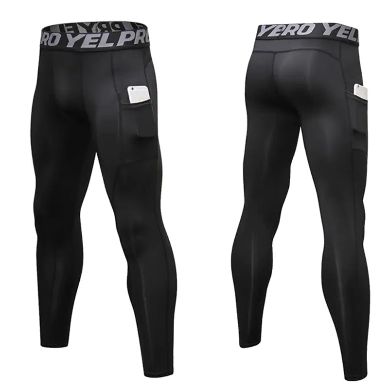 Men’s Compression Pants with Pocket – Quick-Dry Running Tights & Gym Workout Leggings (S–XXL)