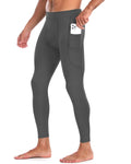 Men’s Compression Pants with Pockets – Cold Weather Athletic Base Layer Legging(Grey, M)s
