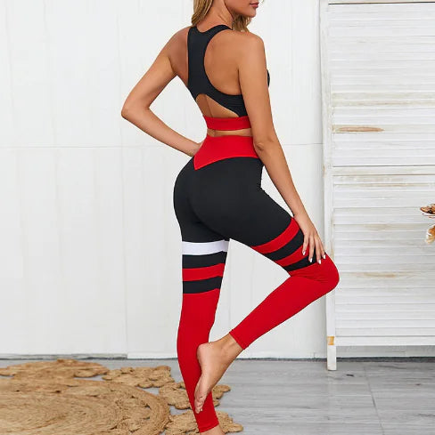 Women’s Tight-Fitting Yoga Workout Set – Seamless Top & Pants