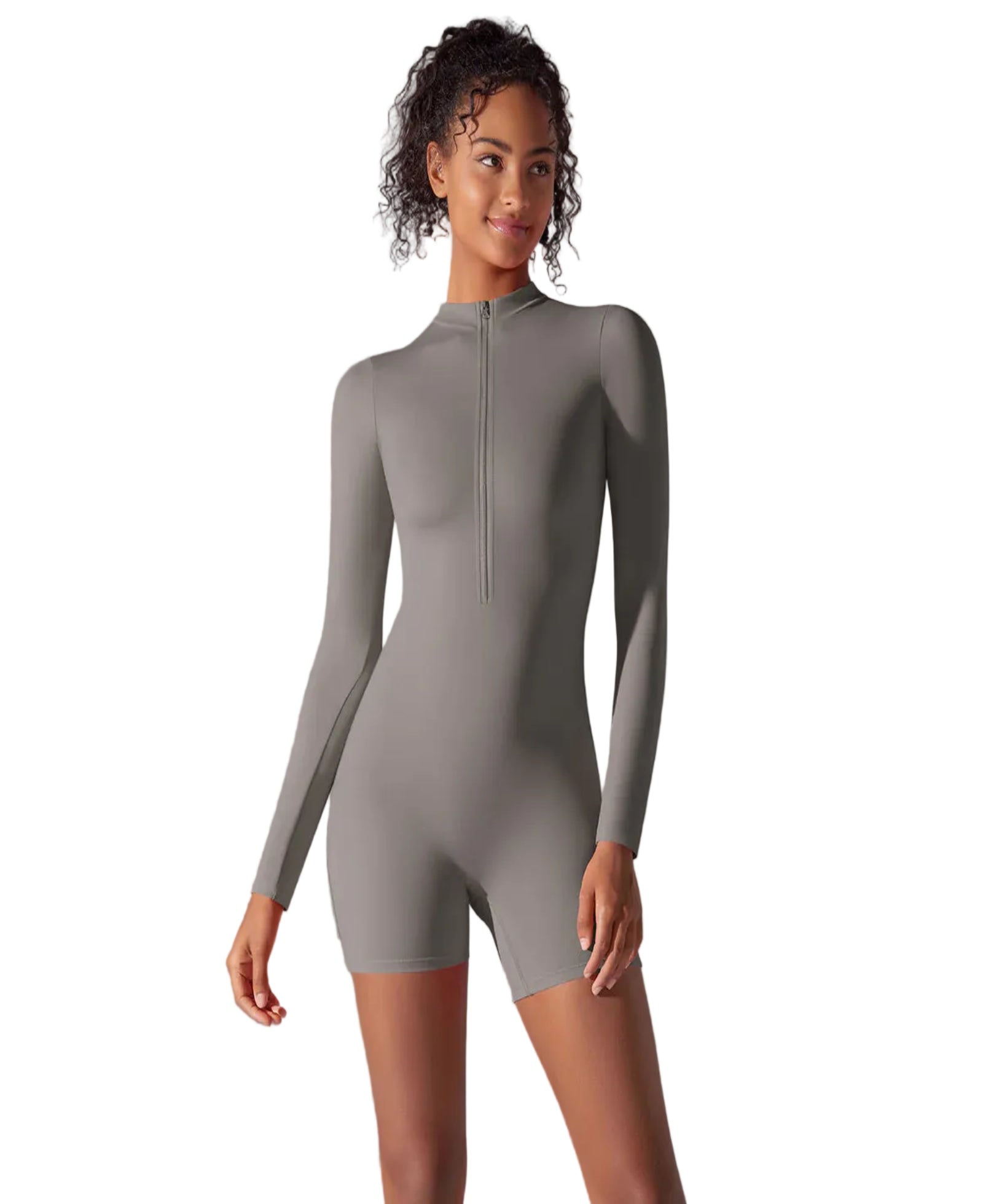 Sleek Summer Zip-front Workout Romper