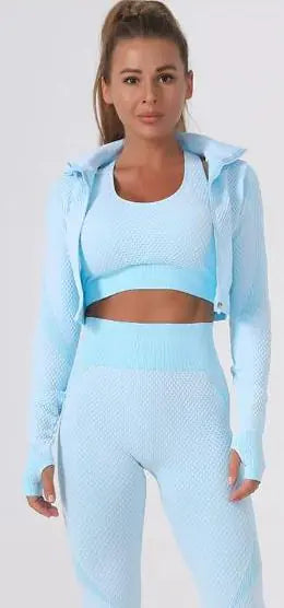 Seamless Zipper Jacket Suit – Women’s Fitness & Yoga Wear Set