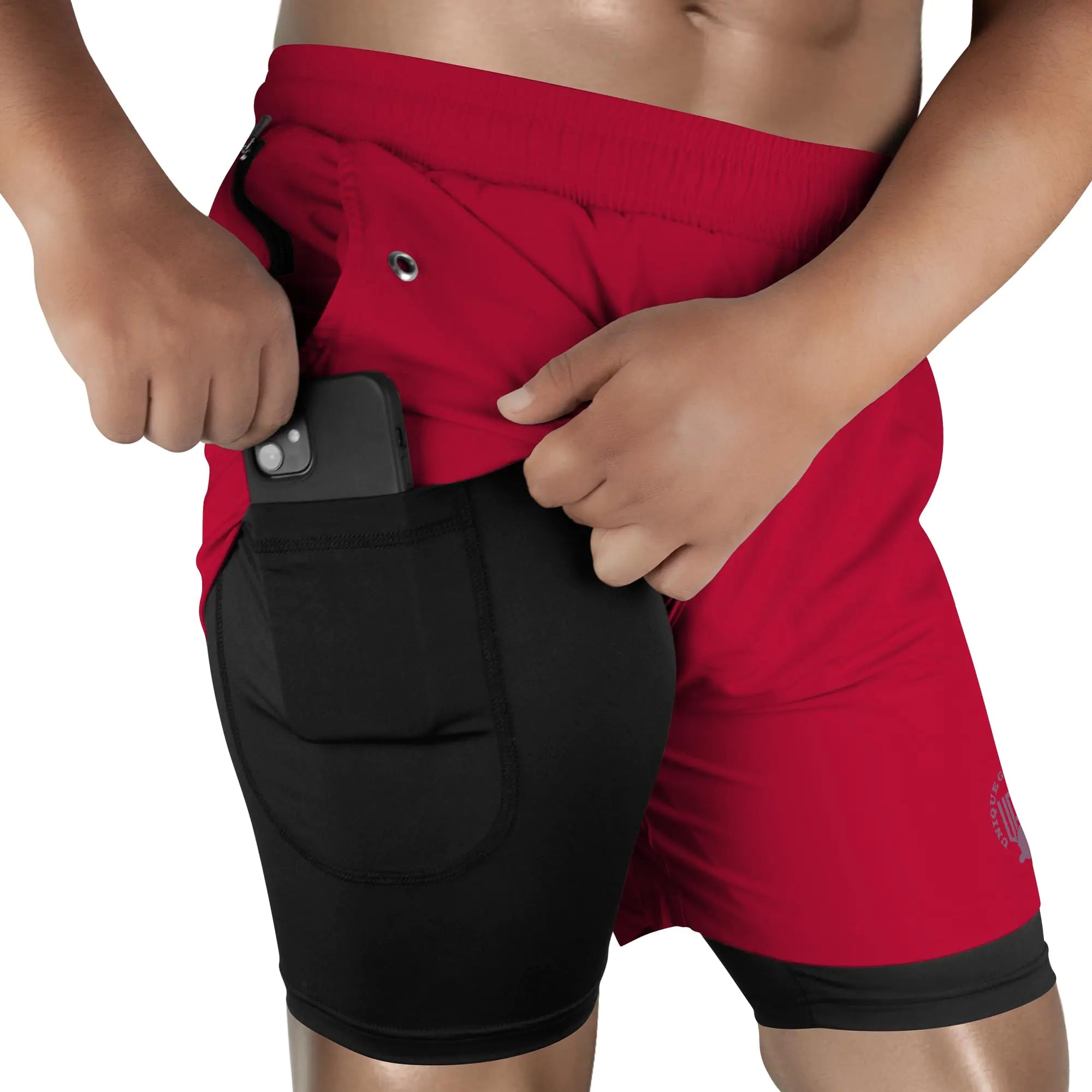 Men’s 2-in-1 Workout Shorts (Red)