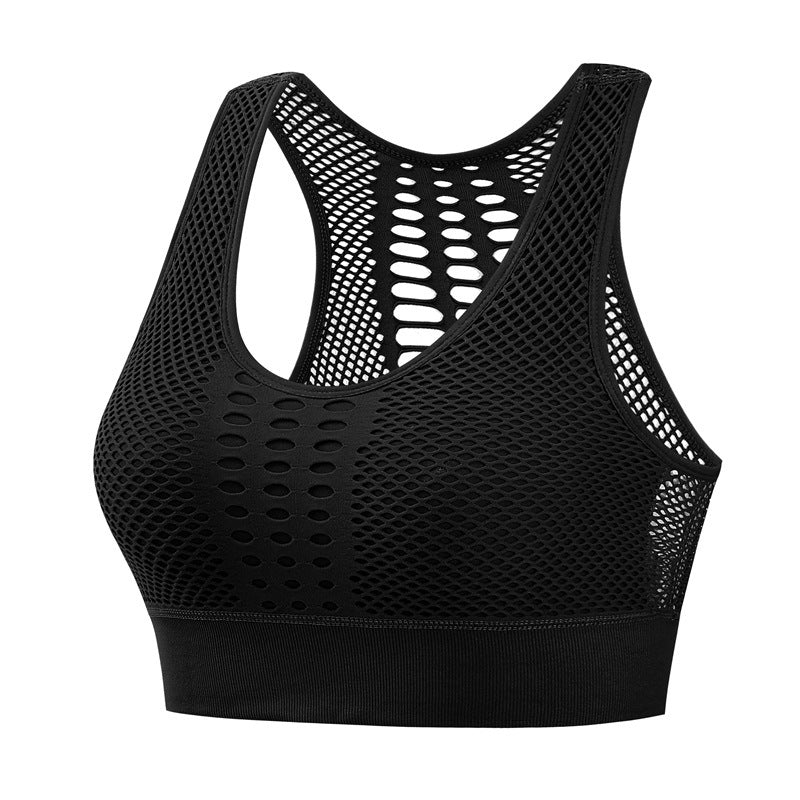 Women’s High Performance Sports Bra – Breathable Mesh Open Back Fitness Bra (Black/Navy/Pink/White)