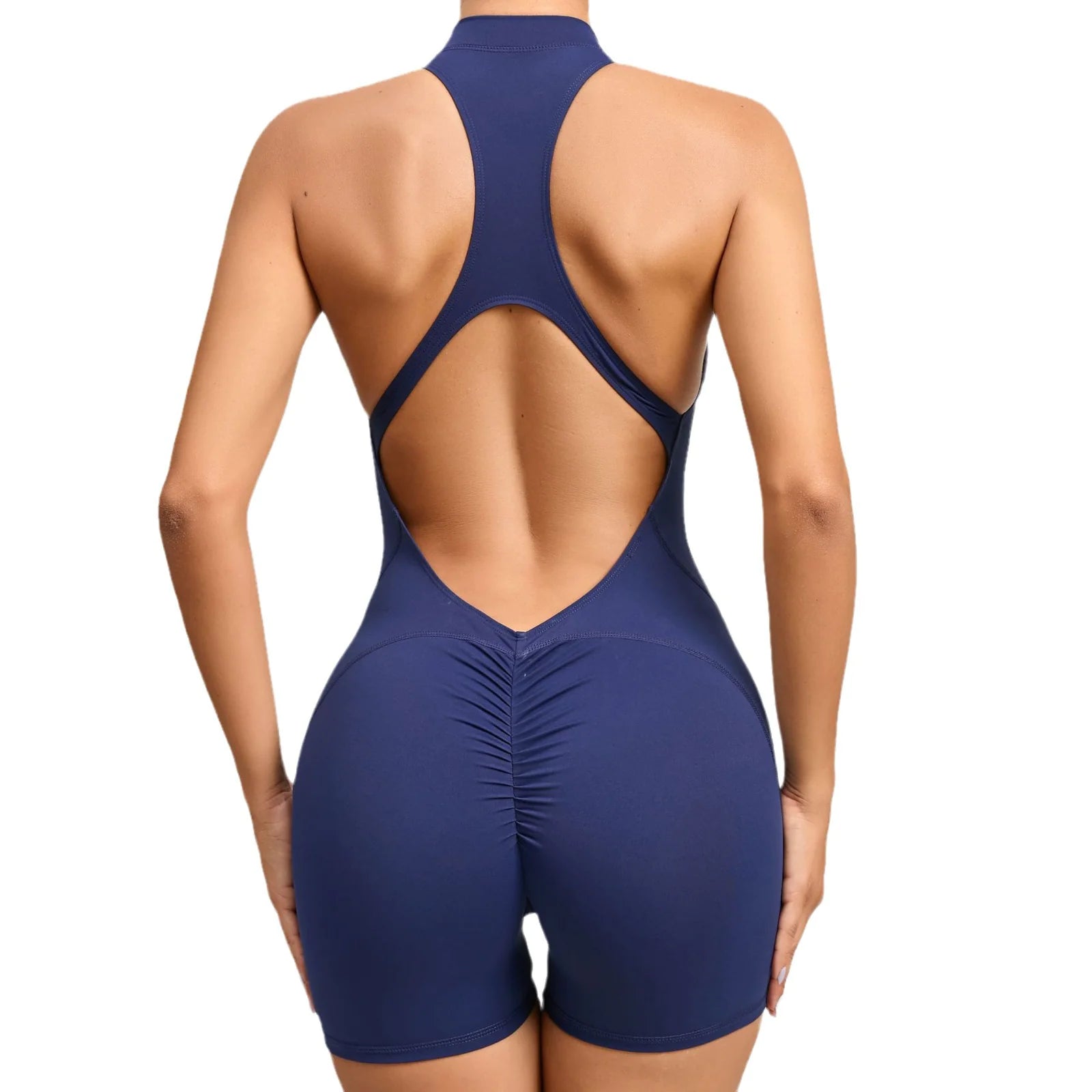 Women’s One Piece Yoga Romper – Front Zipper Bodysuit, Sculpting Fit & Flexible Stretch