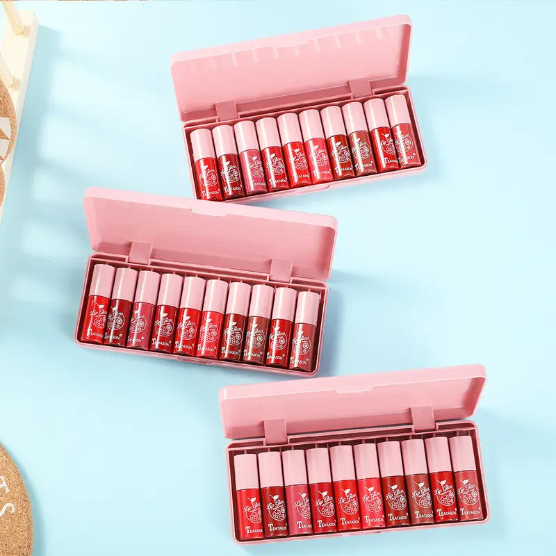 Shimmer Mini Lip Gloss Kit - 10 Pcs Moisturizing Set