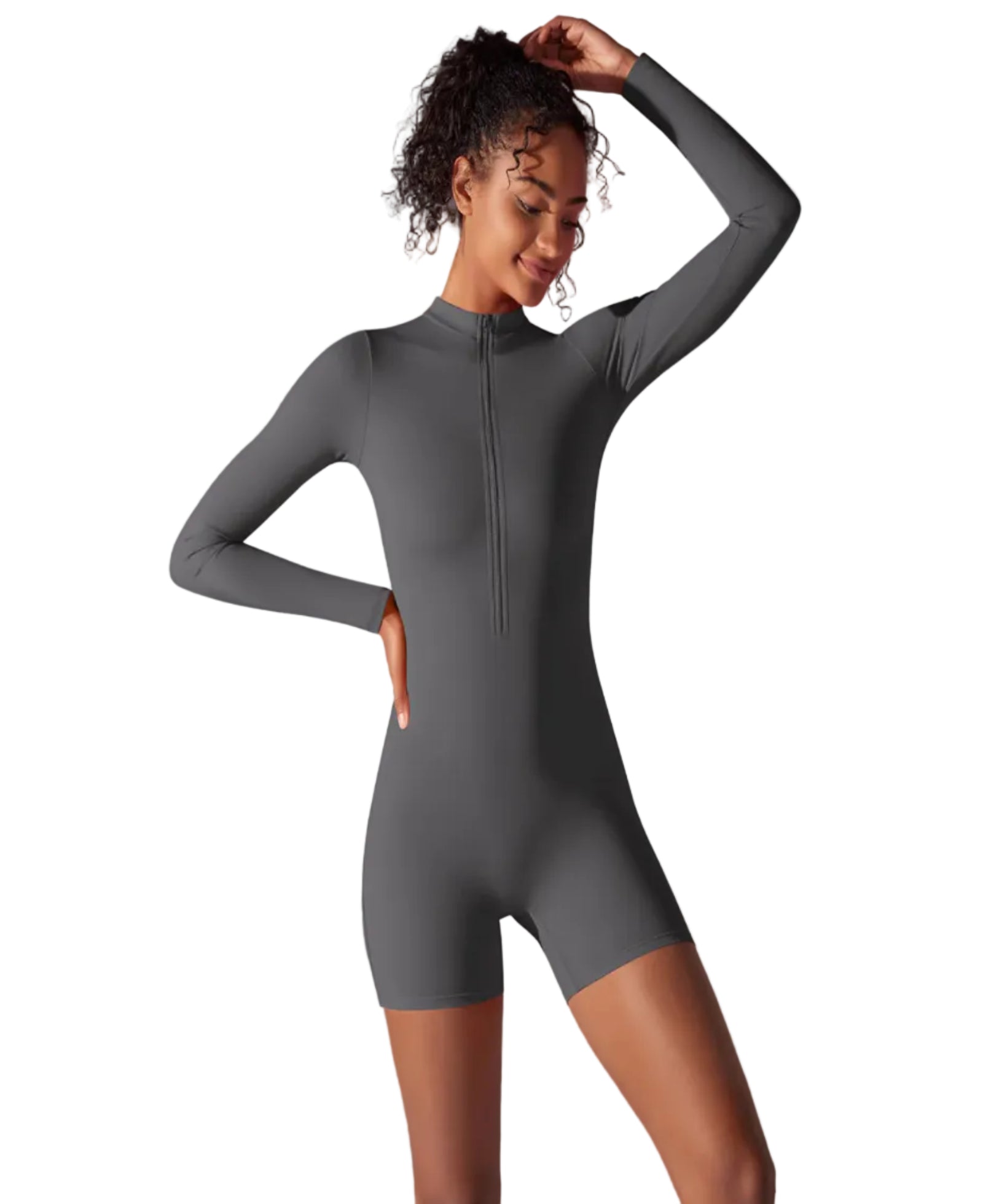 Sleek Summer Zip-front Workout Romper