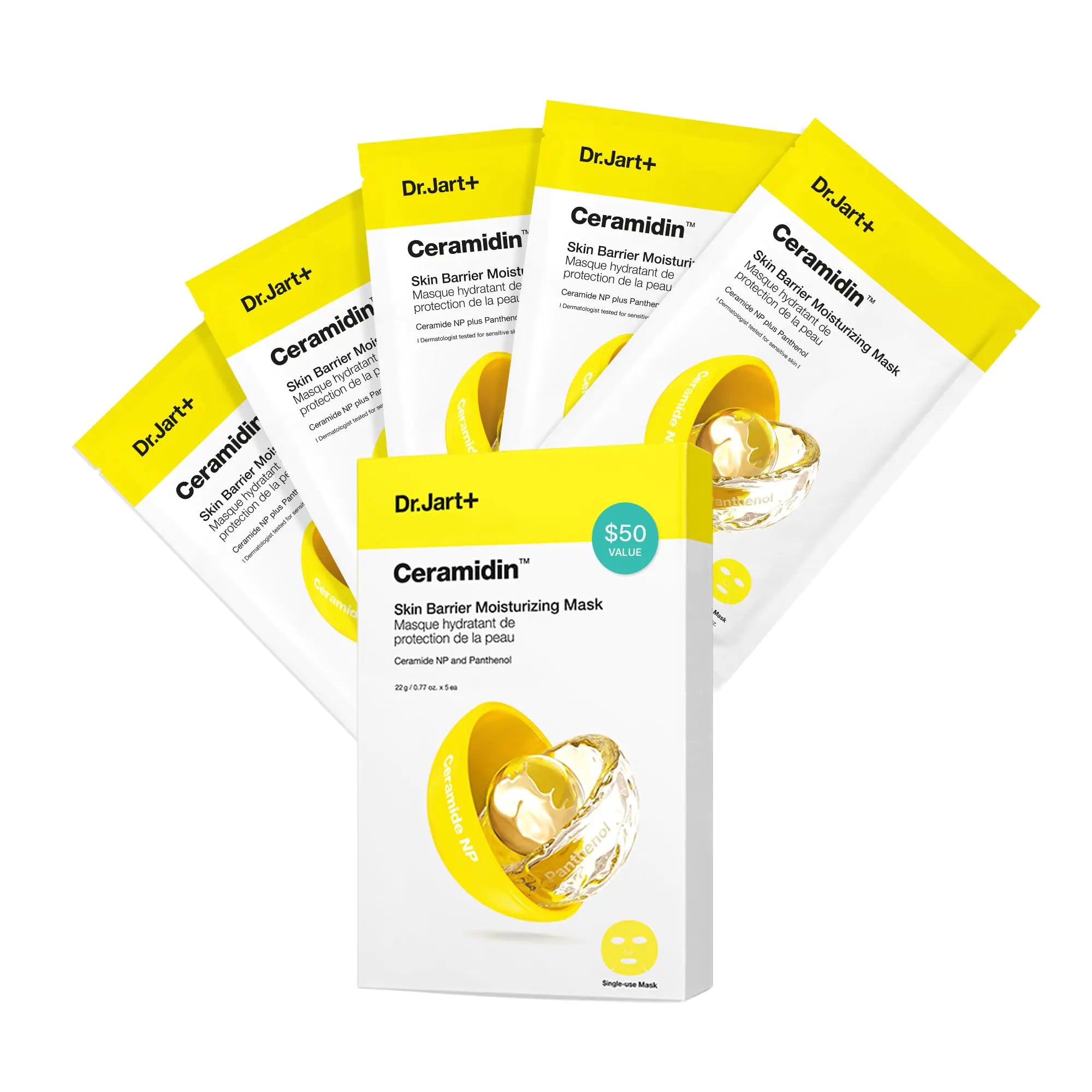 Dr.Jart+ Ceramidin Skin Barrier Moisturizing Face Mask - 5 Pack Korean Skincare
