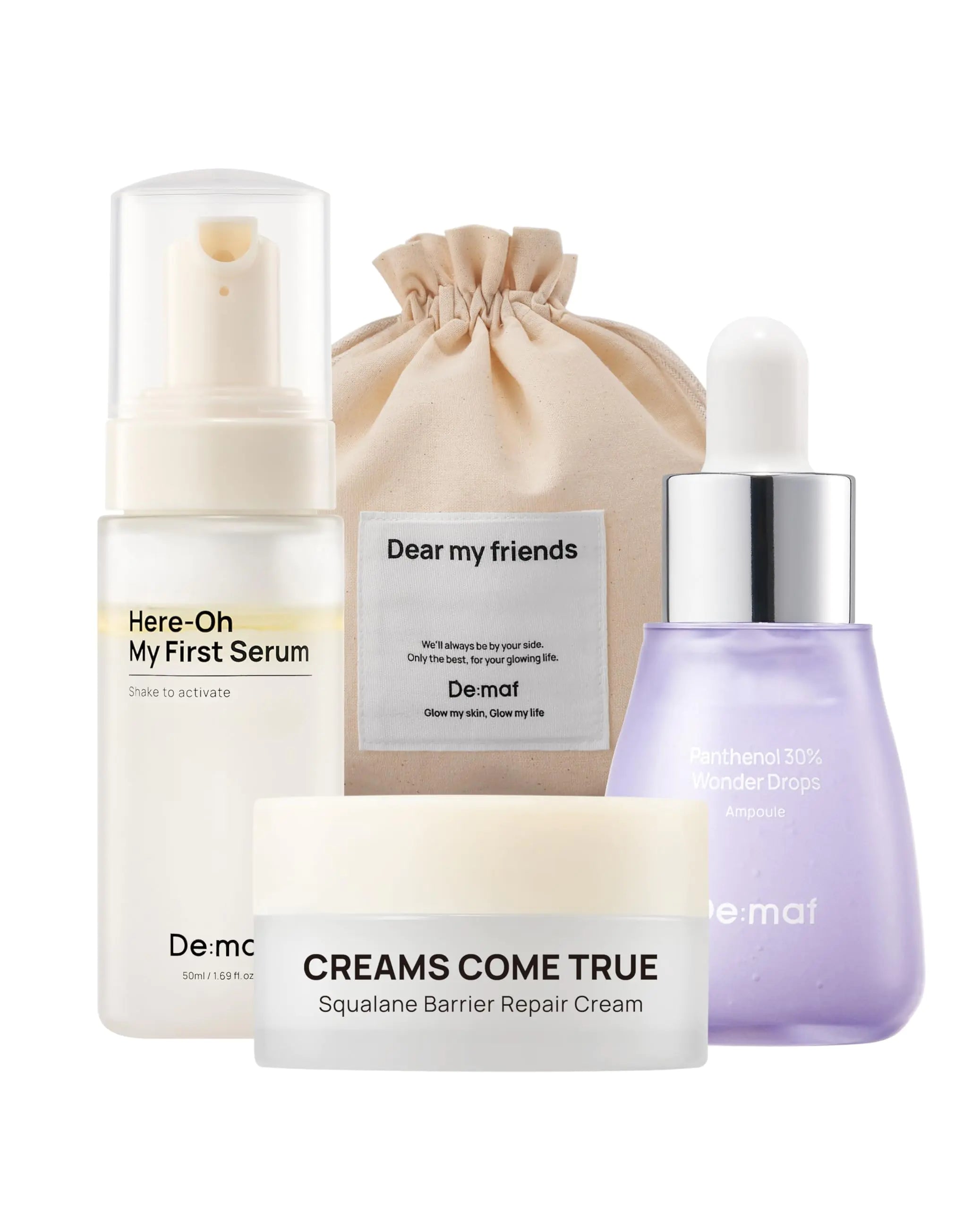 De:maf Welcome Kit - 3 Essential Skincare Products with Travel Pouch