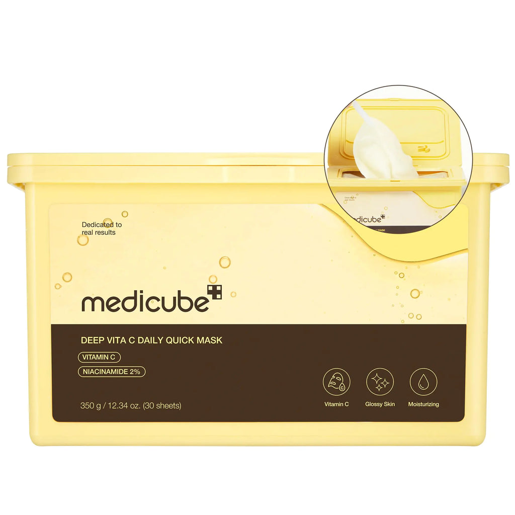 Medicube Deep Vita C Daily Quick 30 Sheet Masks - Vegan Certified Triple Vitamin Complex