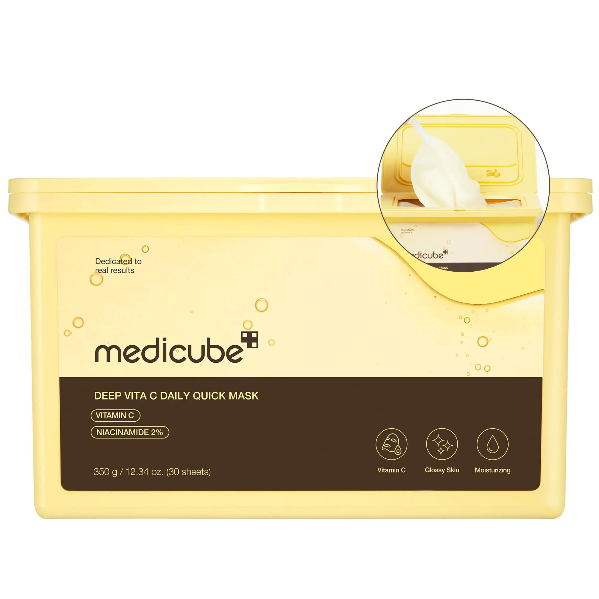 Medicube Deep Vita C Daily Quick 30 Sheet Masks - Vegan Certified Triple Vitamin Complex