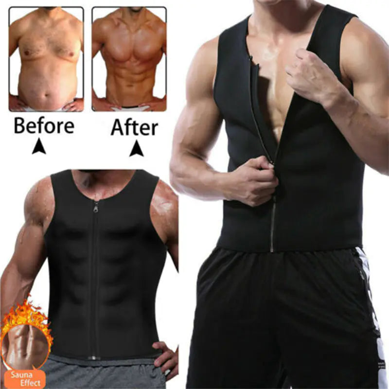 Men’s Neoprene Waist Trainer Vest – Sauna Sweat Body Shaper for Weight Loss & Workout Training