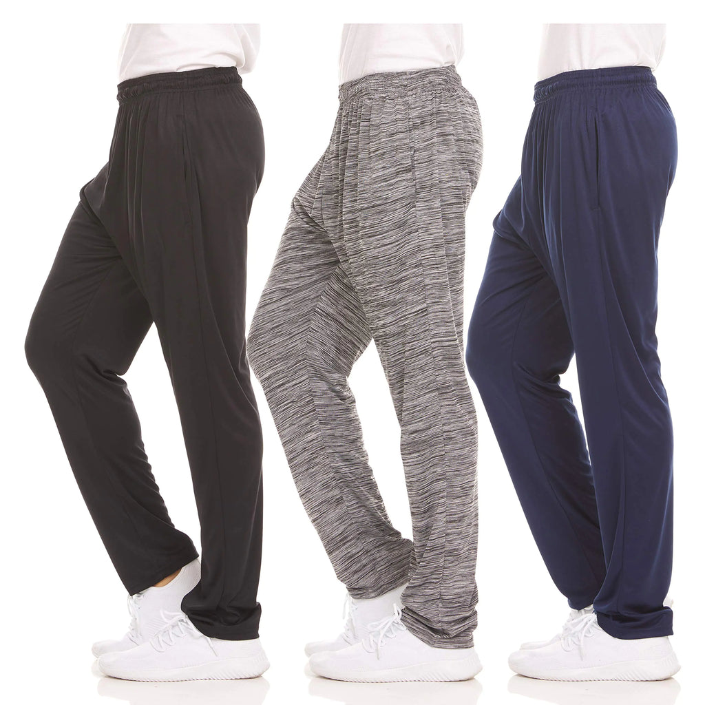 3-Pack Men’s Athletic Pants with Pockets – Dry Fit Workout Sweatpants for Gym, Training & Running (XL)