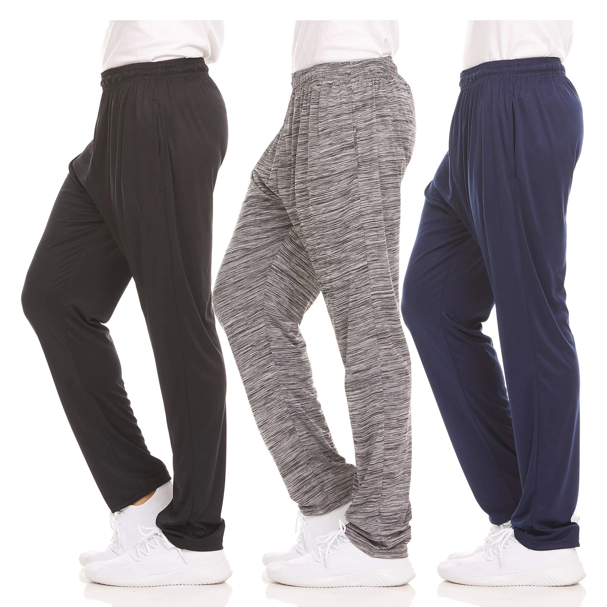 3-Pack Men’s Athletic Pants with Pockets – Dry Fit Workout Sweatpants for Gym, Training & Running (XL)