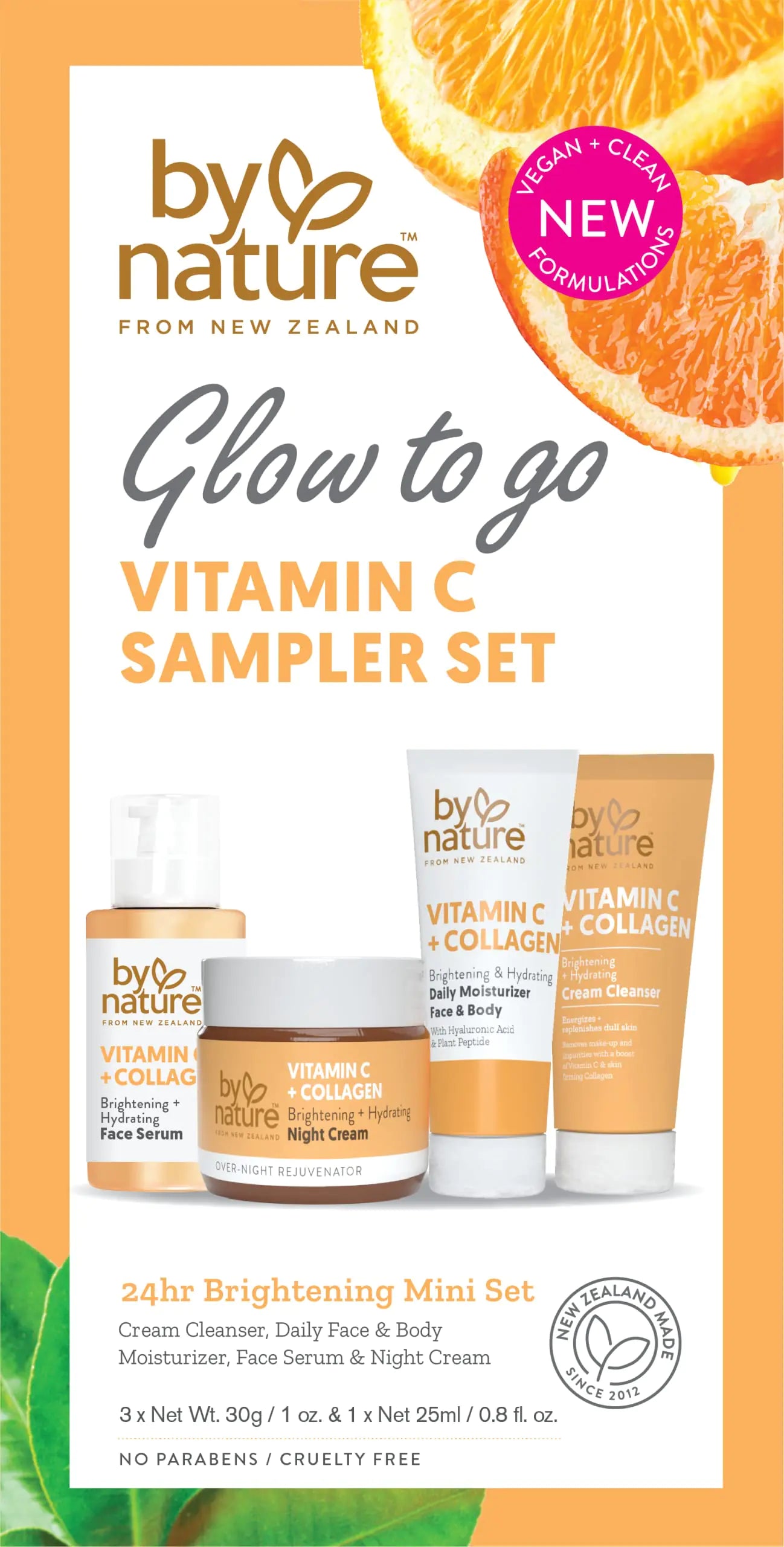 By Nature Glow To Go Vitamin C Sampler Set - Travel Size Skincare Gift Set