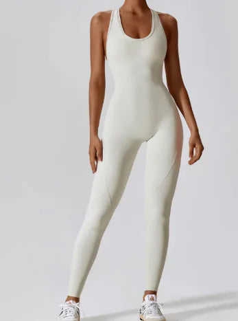 Women’s Push-Up Yoga Jumpsuit – Seamless Nude-Feel One Piece Gym Bodysuit, 78% Nylon (S–XL)