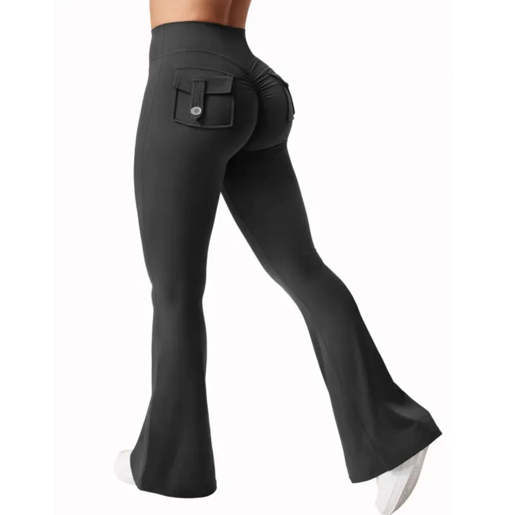 Women’s High-Waisted Cargo Joggers – Nylon Sports Pants with Pockets, Elastic Waist Casual & Active Trousers