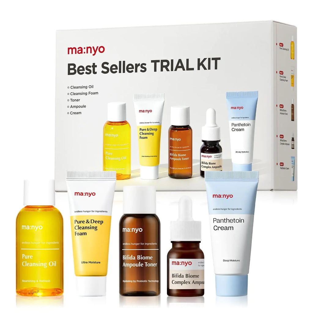 ma:nyo Best Sellers Kit - Travel Size Trial & Gift Set with Cleansing Oil, Foam & Ampoule