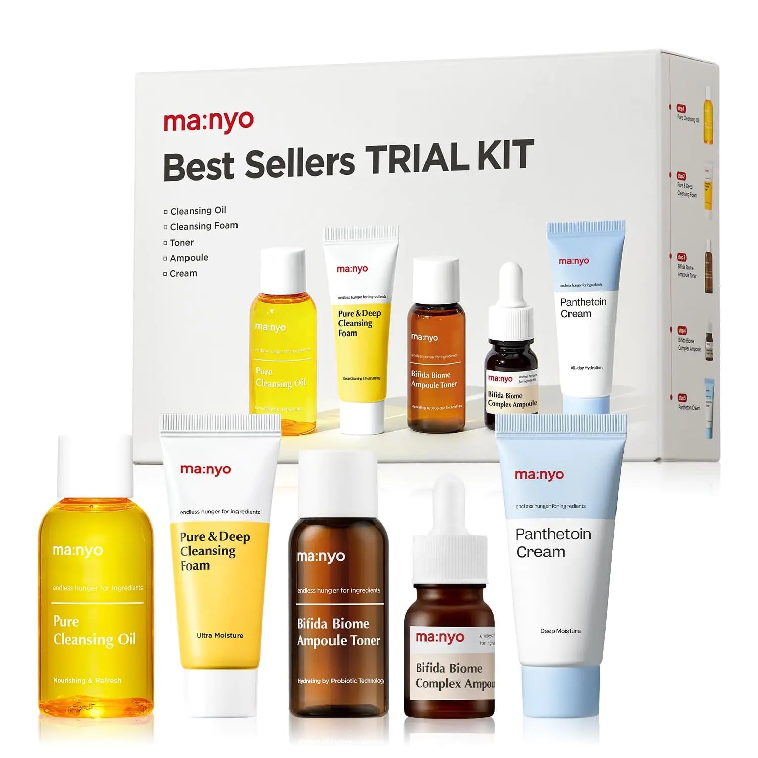 ma:nyo Best Sellers Kit - Travel Size Trial & Gift Set with Cleansing Oil, Foam & Ampoule