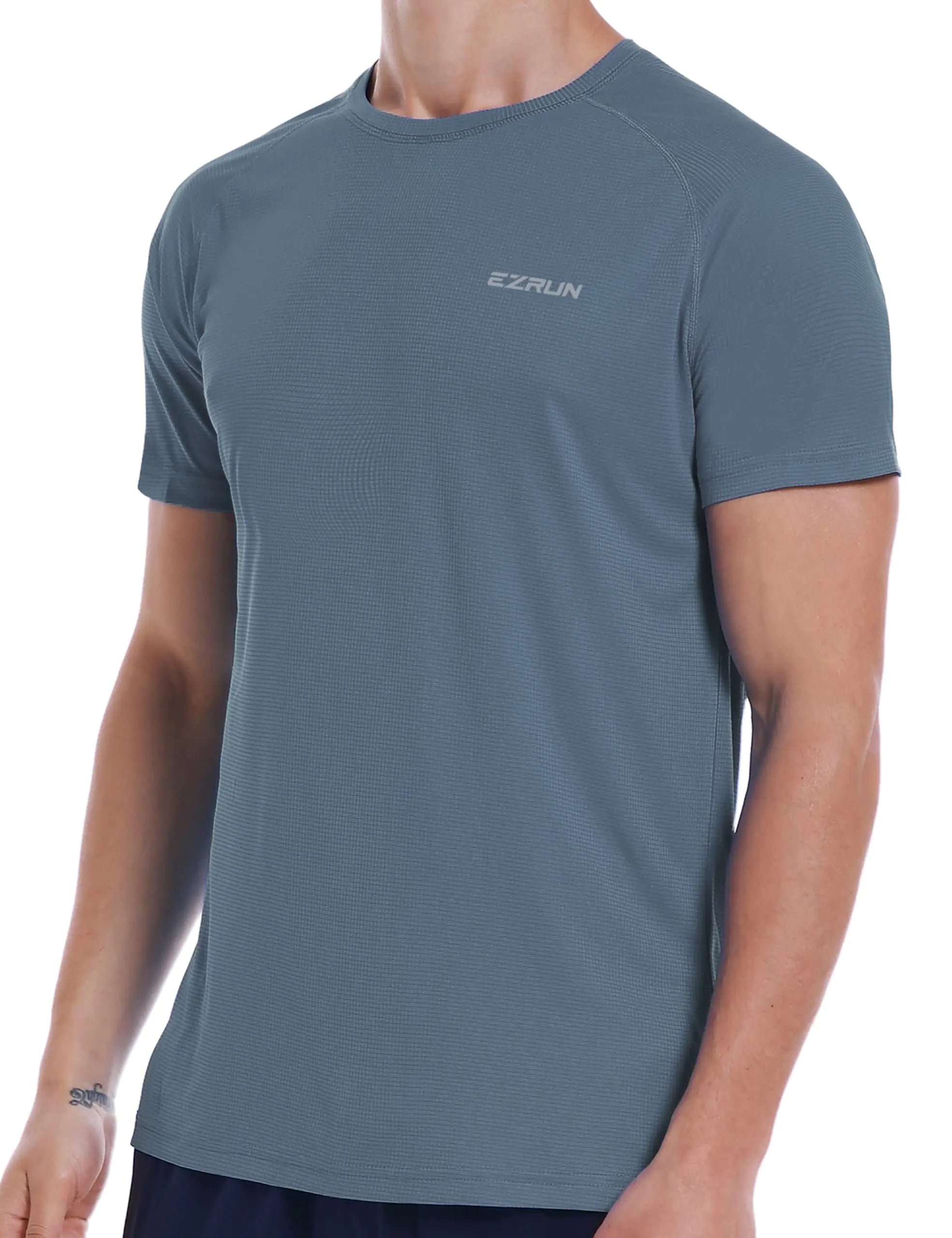 Men’s Quick-Dry Workout T-Shirt – Breathable Dry Fit Running Tee (Grey, 4XL)