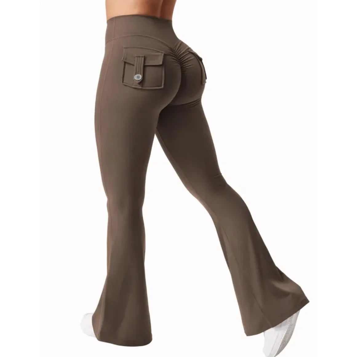 Women’s High-Waisted Cargo Joggers – Nylon Sports Pants with Pockets, Elastic Waist Casual & Active Trousers