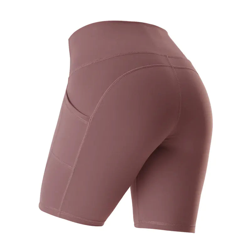 Women’s High-Waist Pocketed Yoga Shorts – Premium Studio-Style Fitness Wear