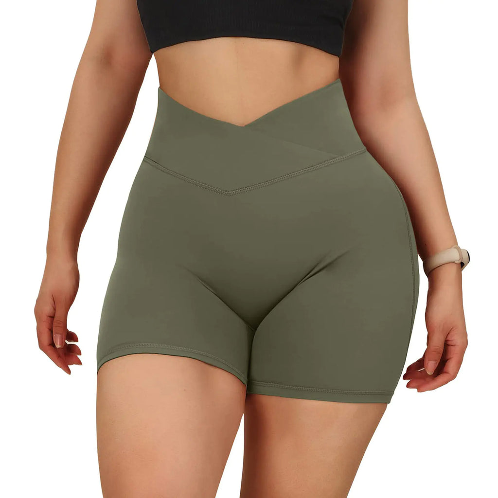 Women’s High-Waist Peach Hip Yoga Shorts – Tummy Control Fitness Wear