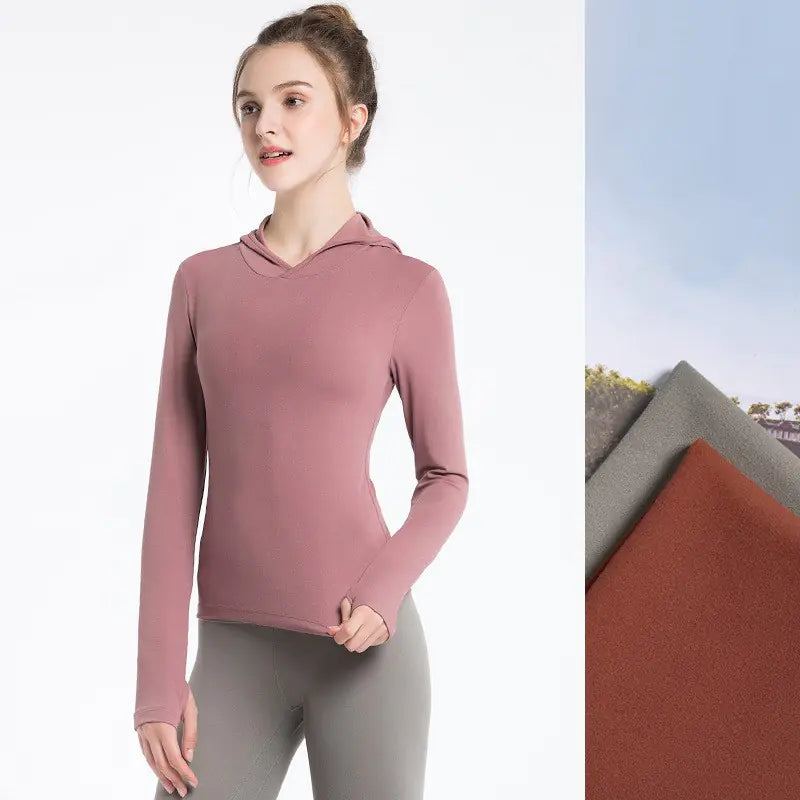 Women’s Long Sleeve Yoga Fitness Top – Breathable Nylon Stretch Workout Shirt for Training, Yoga & Activewear