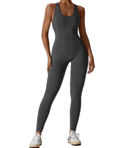 Women’s Push-Up Yoga Jumpsuit – Seamless Nude-Feel One Piece Gym Bodysuit, 78% Nylon (S–XL)