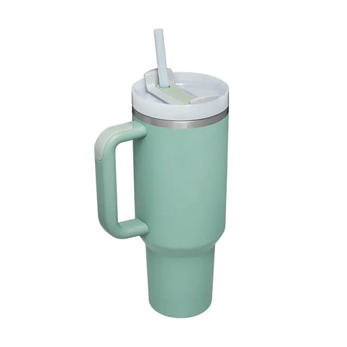 40oz Stainless Steel Insulated Tumbler with Handle & Straw
