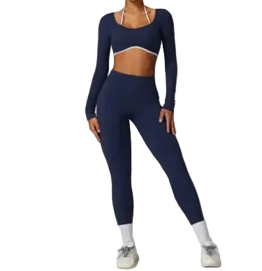 Women’s Colorful Beauty-Back Yoga Set – Strappy Sports Bra & High-Waist Leggings, 2-Piece Workout Outfit