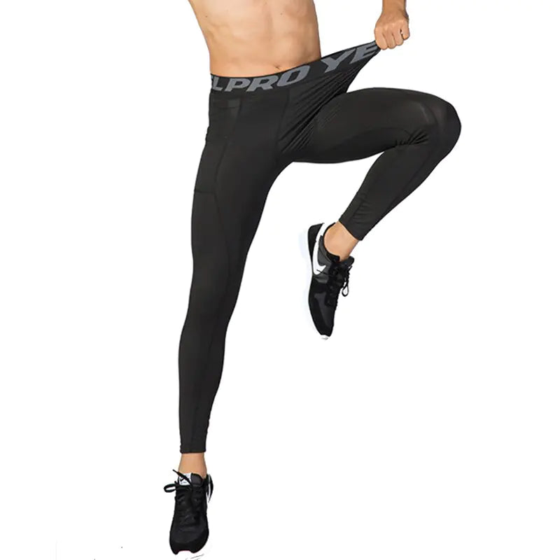 Men’s Compression Pants with Pocket – Quick-Dry Running Tights & Gym Workout Leggings (S–XXL)
