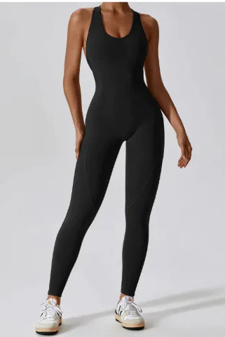 Women’s Push-Up Yoga Jumpsuit – Seamless Nude-Feel One Piece Gym Bodysuit, 78% Nylon (S–XL)