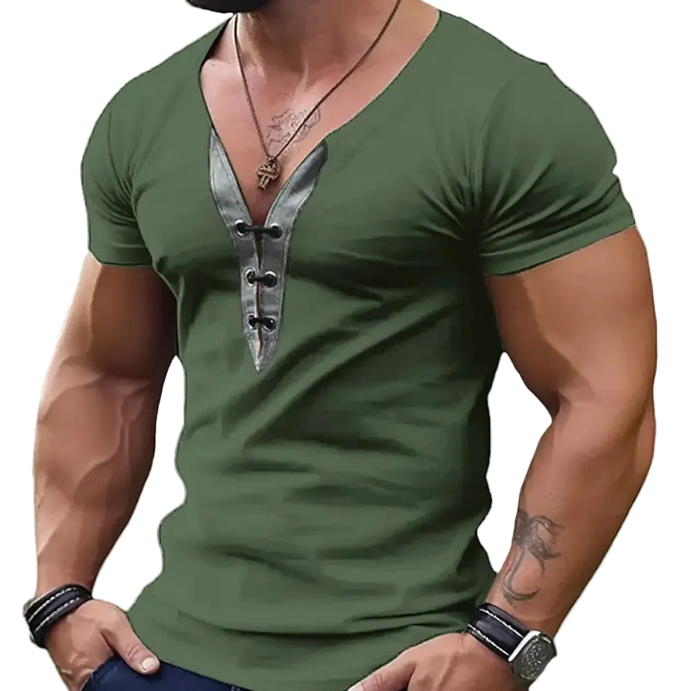 Men’s Colorblock V-Neck Short Sleeve Shirt – Lightweight Stretch Spandex Slim Fit Athletic Tee