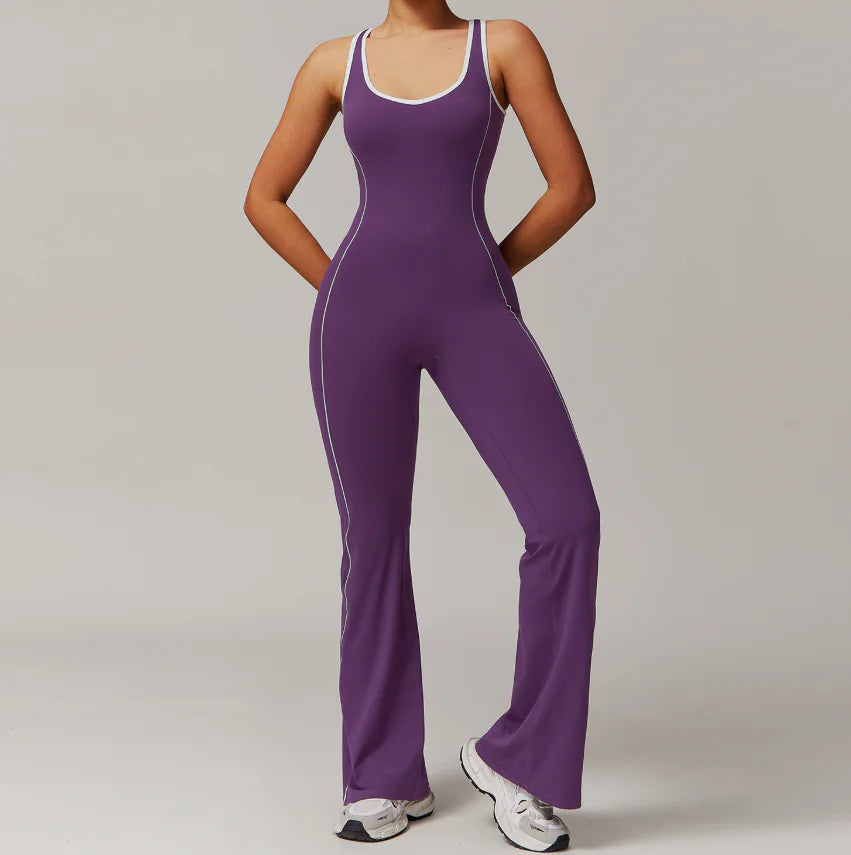 Sexy Open-Back Athleisure Jumpsuit – Adjustable Cross Straps, Breathable Buttery-Soft Fabric, Studio-to-Street