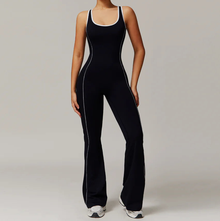 Sexy Open-Back Athleisure Jumpsuit – Adjustable Cross Straps, Breathable Buttery-Soft Fabric, Studio-to-Street