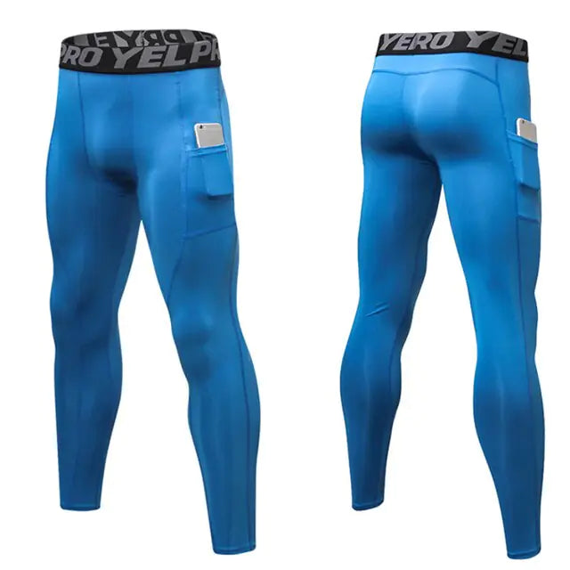 Men’s Compression Pants with Pocket – Quick-Dry Running Tights & Gym Workout Leggings (S–XXL)
