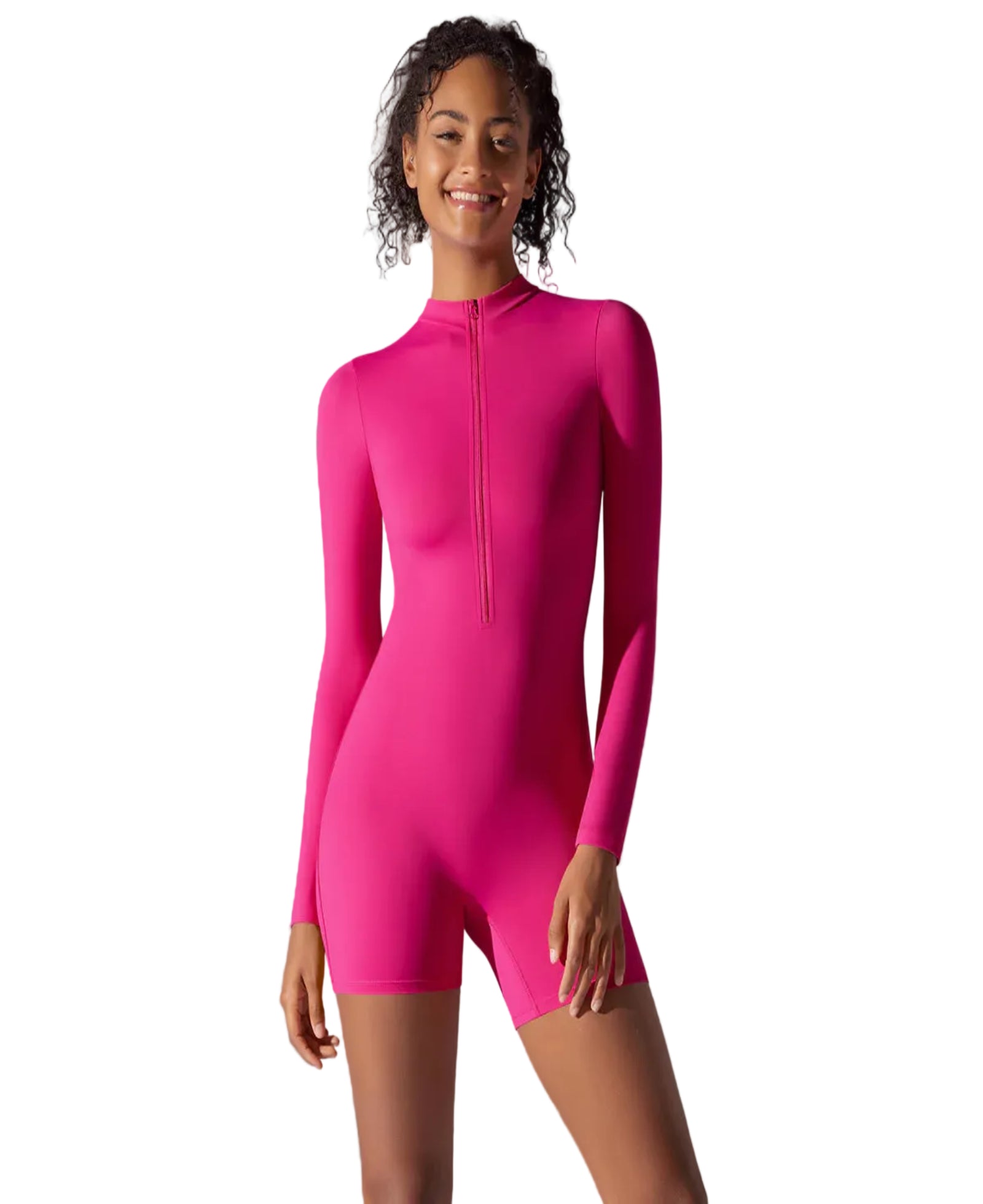 Sleek Summer Zip-front Workout Romper