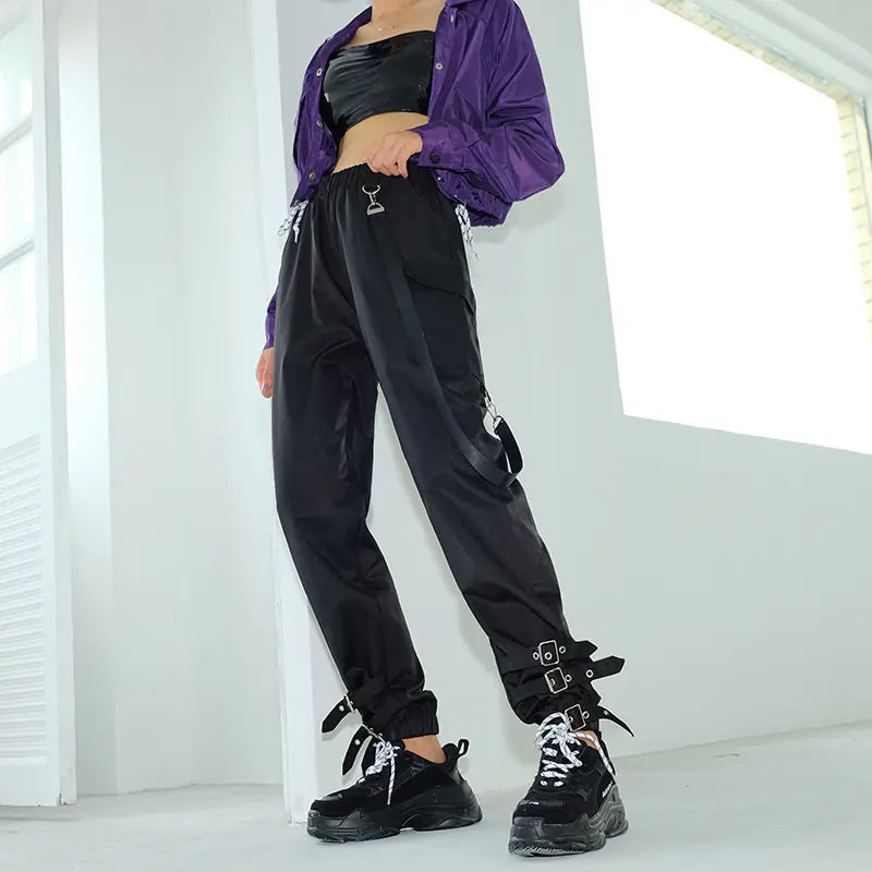 Women’s High-Waisted Pocket Joggers – Loose Fit Drawstring Cuff Pants for Fitness, Casual & Lounge Wear