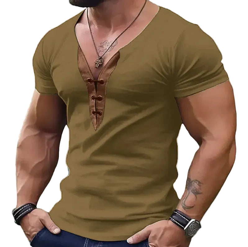 Men’s Colorblock V-Neck Short Sleeve Shirt – Lightweight Stretch Spandex Slim Fit Athletic Tee