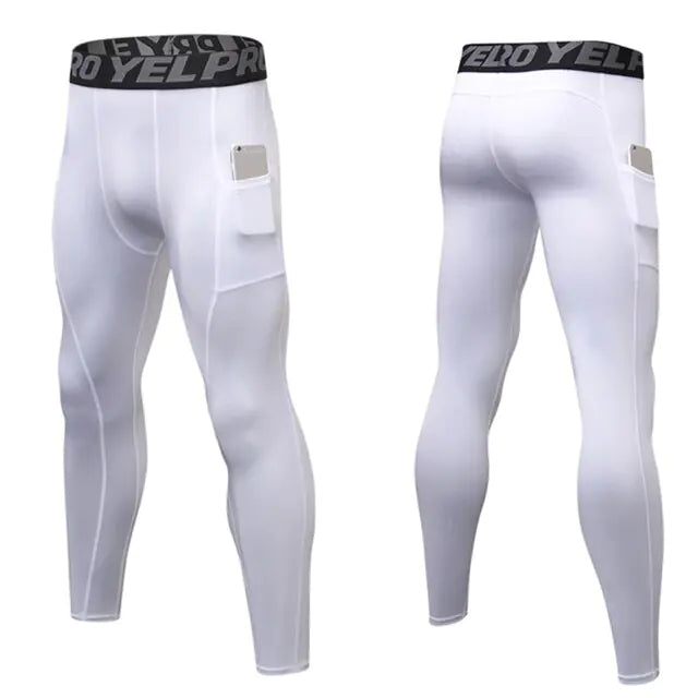 Men’s Compression Pants with Pocket – Quick-Dry Running Tights & Gym Workout Leggings (S–XXL)