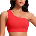 Women’s One-Shoulder Sports Bra Yoga & Workout Bra (Deep Red)