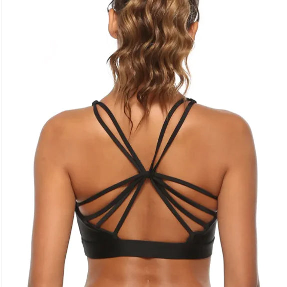 Yoga Sports Bra for Women – Strappy Crisscross Back Fitness Bra, Breathable & Stretchy
