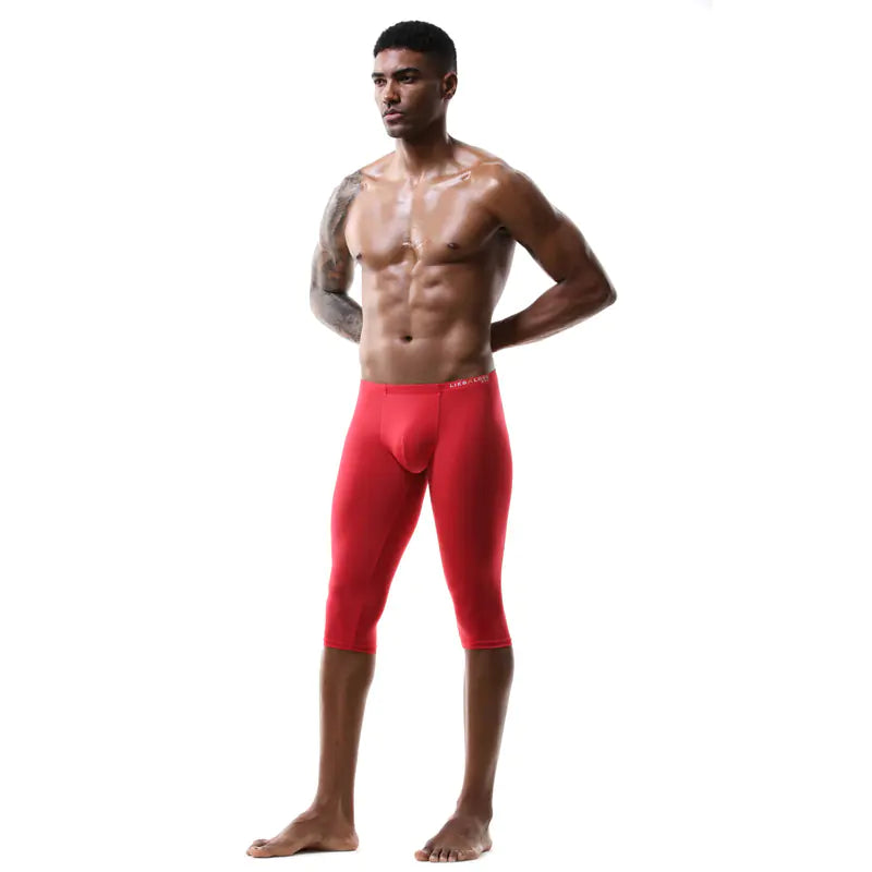 Men’s 3/4 Compression Pants – Seamless Waistband Nylon Running Tights & Gym Leggings (M–2XL)