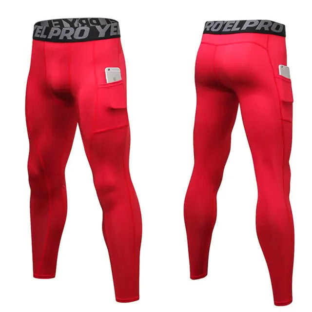 Men’s Compression Pants with Pocket – Quick-Dry Running Tights & Gym Workout Leggings (S–XXL)