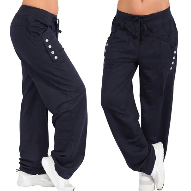 Women’s Solid Color High-Waist Loose Joggers Pants – Casual Relaxed Fit Sweatpants for Fitness, Lounge & Daily Wear